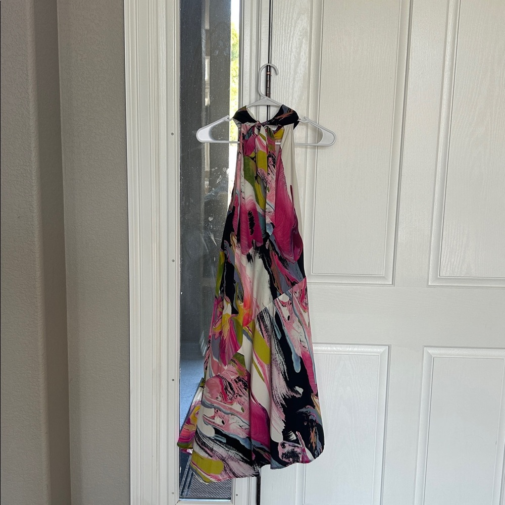 Anthropologie Vibrant Silk Halter Midi Dress - Picture 6 of 6